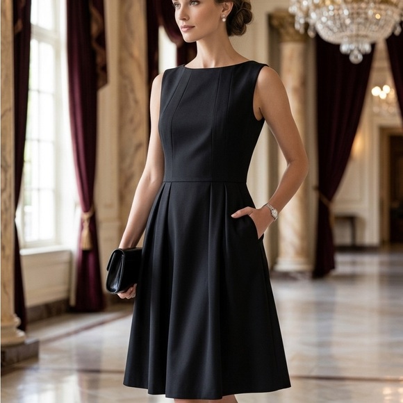 Anne Klein Dresses & Skirts - Anne Klein Black Sleeveless Midi Fit-Flare Dress with Pockets